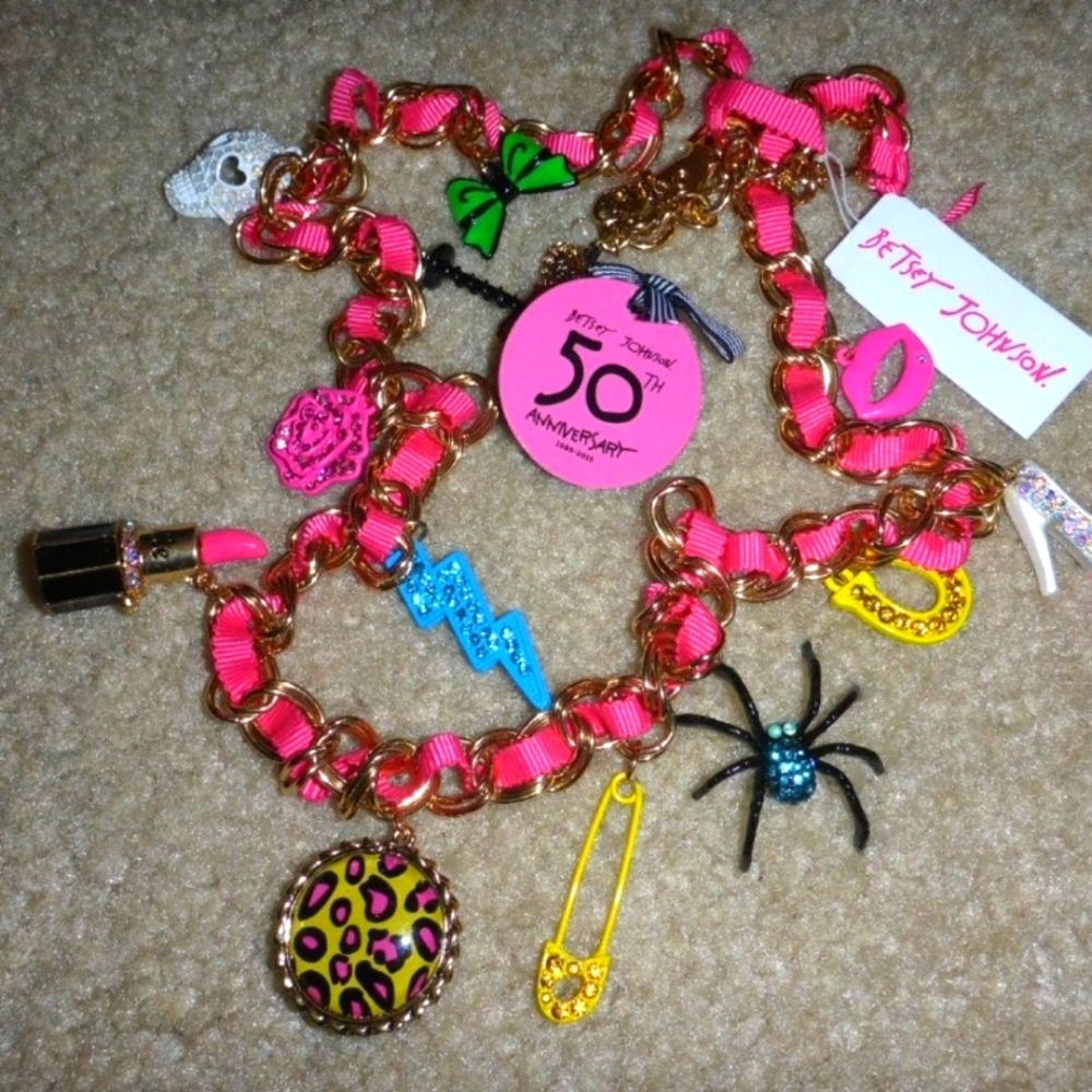 Limited Edition Rare Hard To Find 50th anniversary Betsey Johnson charm necklace